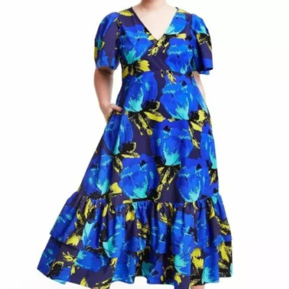 Christopher John Rogers Floral Puff Sleeve Dress - Picture 1 of 6
